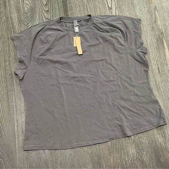 SKIMS Tops - NWT Skims New Vintage Cropped Raglan T-Shirt Crewneck Short Sleeve Gray Chalk 4X
